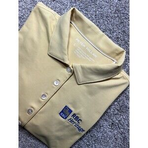 Peter Millar Womens Yellow Golf Polo Shirt Size L RBC Heritage 50 SPF Wicking